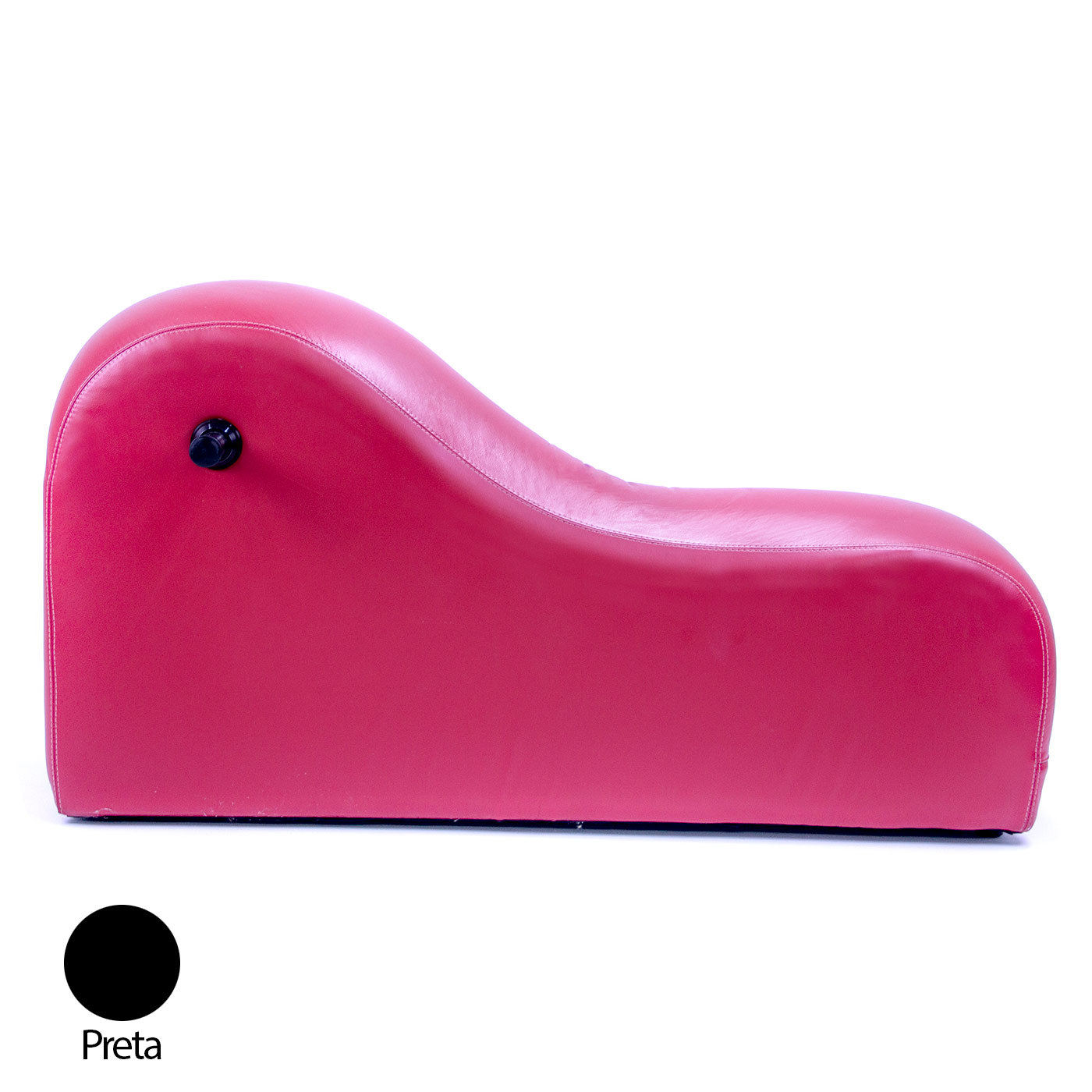 M�vel BDSM Puff Star vista frontal, cor preta, mostrando o punho integrado para amarra��es