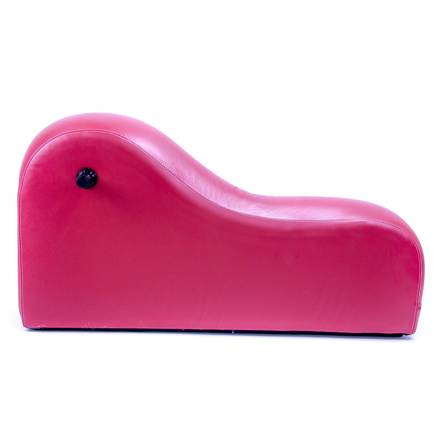 M�vel BDSM Puff Star com Punho Vermelho em vista lateral, destacando o punho lateral e o contorno curvo