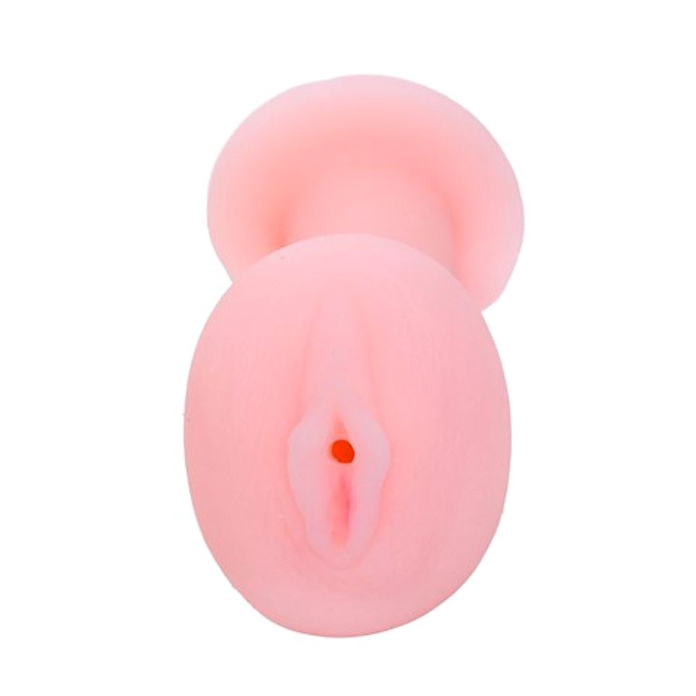 Close da abertura vaginal da boneca infl�vel, detalhando o realismo
