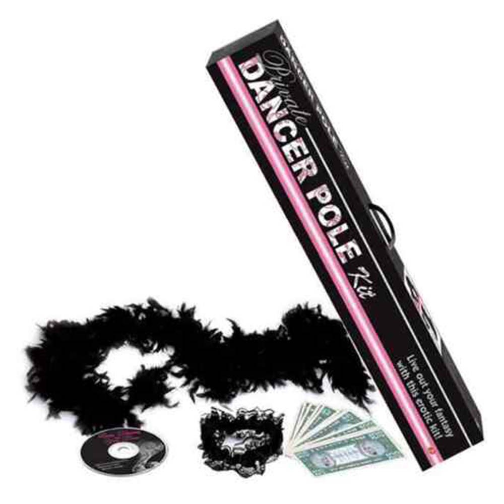 Kit de pole dance rosa e acess�rios para striptease com caixa em perspectiva