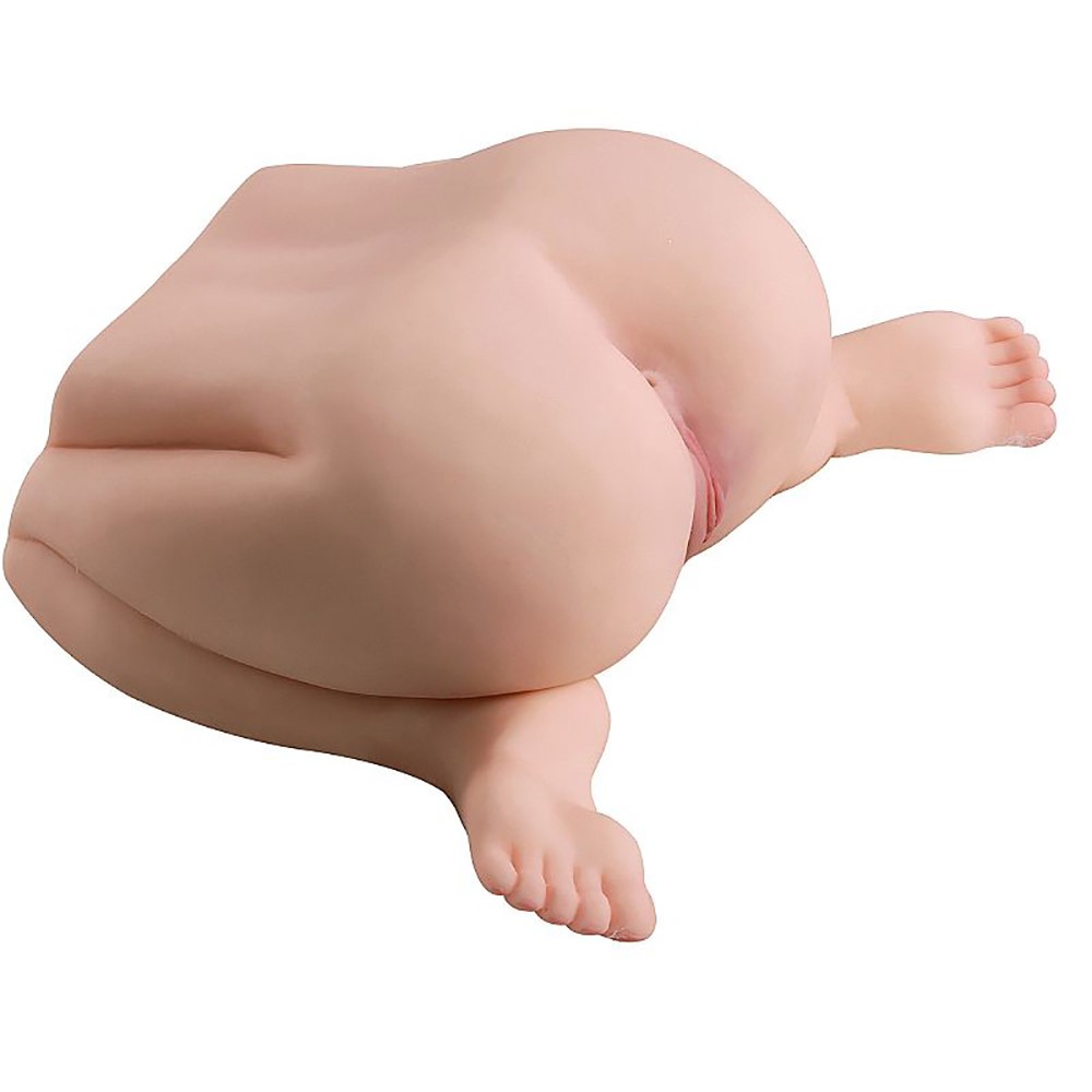 Masturbador Masculino Cyberskin Bunda com Pernas �nus Vagina Bege, vista lateral com pernas