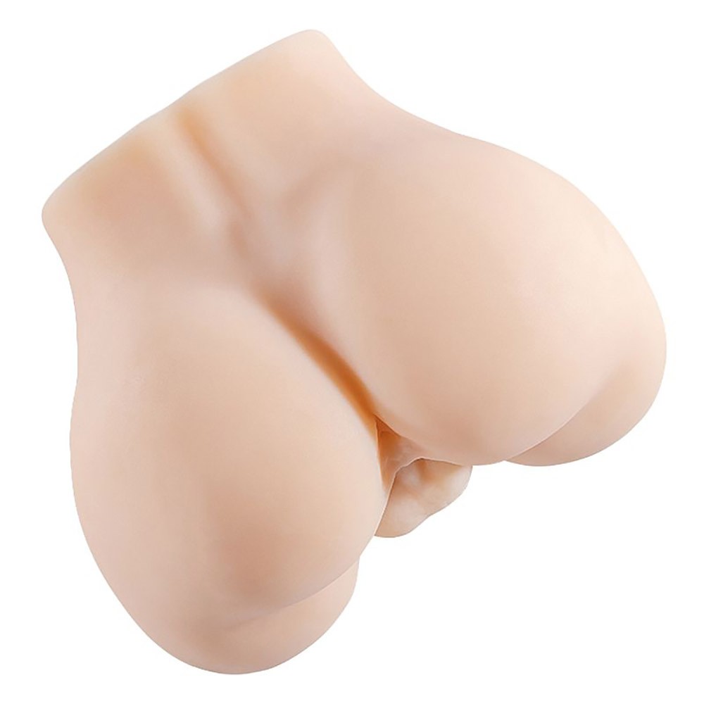 Vis�o lateral detalhada do masturbador masculino Blake Bege, mostrando a curvatura e a textura do Cyberskin
