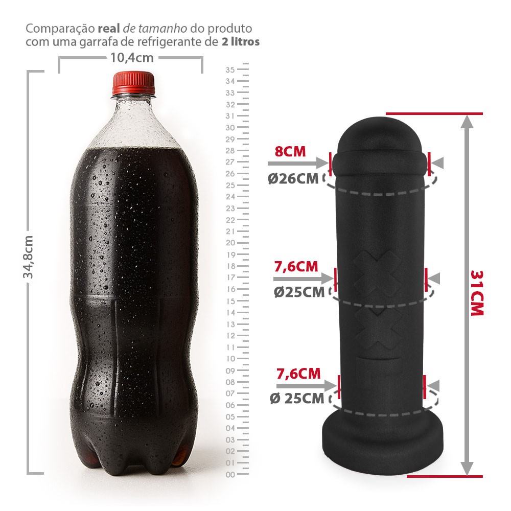 Plug Anal Gigante XXL Preto com foco no texto 'XXL' gravado em sua superf�cie, evidenciando seu tamanho