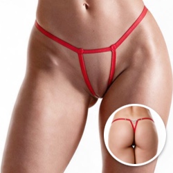 Calcinha String Fio Dental Sexy com Abertura Total Vermelha