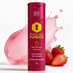 Foto do Produto Gel para Sexo Anal Efeito Facilitador Ultra Deslizante Porta dos Fundos 15g Morango