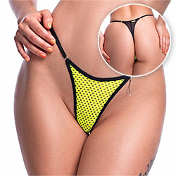 Foto do Produto Calcinha String Fio Dental Sexy em Arrast�o e Tule Amarela