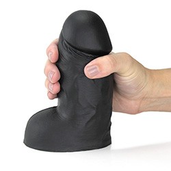 Foto do Produto P�nis Real�stico em PVC Flex�vel com Escroto Mozinho 15 x 6,5cm Preto