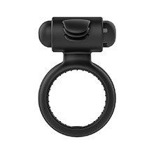 Anel Peniano com Estrangulador de Testículos em Silicone com Vibrador Nightcrawler Preto