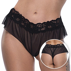Foto do Produto Calcinha Cale�on Sexy em Tule e Renda Preta