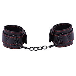 Foto do Produto Algema em PU (Imitação de Couro) com Correntes e Fivela para Regulagem Preto e Vermelho