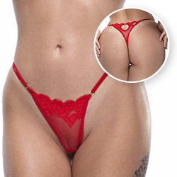 Foto do Produto Calcinha String Fio Dental Sexy em Renda com Bijoux e Renda Atrás Vermelha