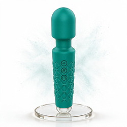 Foto do Produto Massageador Recarregável com 20 Vibrações em Silicone Macio Varinha Mágica Verde