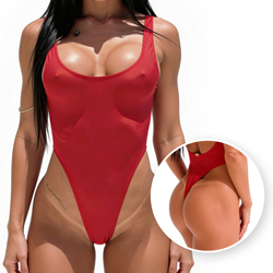 Maiô Fio Dental Sensual Sexy em Poliamida Cavado sem Bojo Vermelho