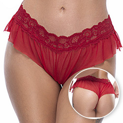 Foto do Produto Calcinha Cale�on Sexy em Tule e Renda Vermelha