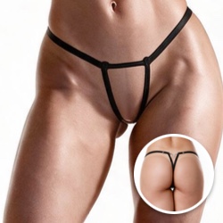 Calcinha String Fio Dental Sexy com Abertura Total Preto