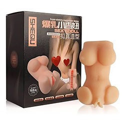 Foto do Produto Masturbador Masculino Formato de Mini Corpo com Textura Interna Diana Bege