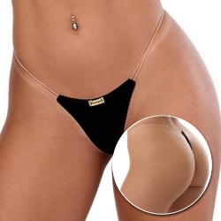 Calcinha String Fio Dental Sexy em Lycra com Fio Duplo de Silicone Preta
