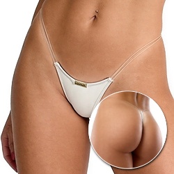 Calcinha String Fio Dental Sexy em Lycra com Fio Duplo de Silicone Branca