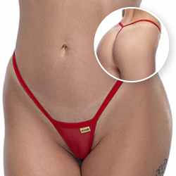Foto do Produto Micro Calcinha String Fio Dental Sexy em Tule Microtanga Vermelha