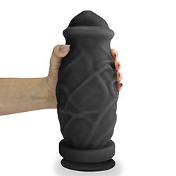 Foto do Produto Pênis Gigante e Grosso com Ventosa Cogumelo - Dildo em PVC Flexível 23 x 8,8cm Preto