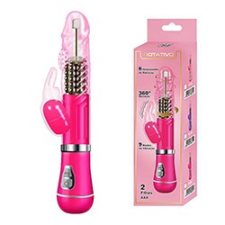 Vibrador Rabbit em Jelly 9 Vibrações e 6 Rotações com Estimulador de Clitóris Coelho II Pink