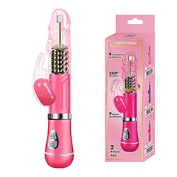Vibrador Rabbit em Jelly 9 Vibrações e 6 Rotações com Estimulador de Clitóris Coelho II Rosa