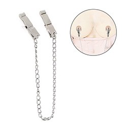 Prendedor de Mamilo em Metal sem Regulagem para Prática de Nipple Play Prata