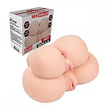Masturbador Bunda Feminina com Duas Vaginas e Um Ânus em Cyberskin Bege