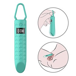 Foto do Produto Vibrador Bullet Recarreg�vel em Silicone com 10 Vibra��es e Visor LED Cyan