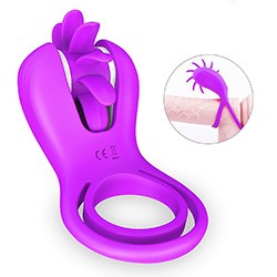 Foto do Produto Anel Peniano e Escrotal Recarregável em Silicone 9 Vibrações e 10 Rotações Wind Roxo