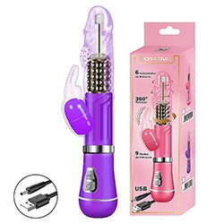 Foto do Produto Vibrador Rabbit Recarreg�vel com 9 Vibra��es, 6 Rota��es com Estimulador de Clit�ris Coelho II Roxo