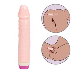 Pênis Realístico em PVC Flexível com Glande Definida Multivelocidade 20,5 x 3,7cm Bege