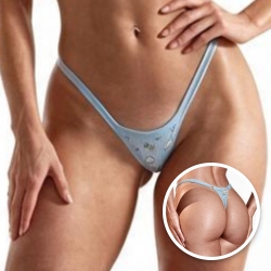 Micro Calcinha String Fio Dental Sexy Tecido Canelado com Regulagem Microtanga Azul
