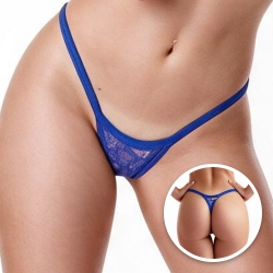 Micro Calcinha String Fio Dental Sexy em Renda Micro Azul