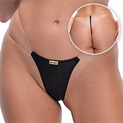 Foto do Produto Calcinha String Fio Dental Sexy em Cirre com Fio Duplo de Silicone na Lateral Preta