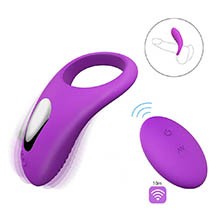 Foto do Produto Anel Peniano em Silicone com Estimulador 9 Vibrações Recarregável e Controle sem Fio Himan Roxo
