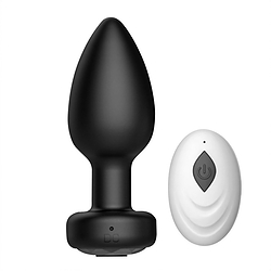 Plug Anal com Vibrador em Silicone com Controle sem Fio 9 Vibrações Aiko II Preto