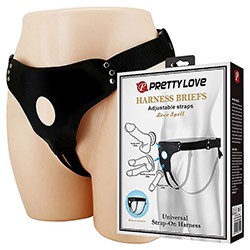 Cinta Peniana sem Pênis em PU (Imitação de Couro) e Nylon com Regulagem Preta