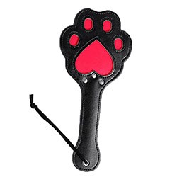 Palmatória em PU (Imitação de Couro) 28 x 13cm Formato Pata de Gato Preta e Vermelha