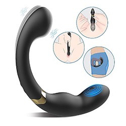 Foto do Produto Vibrador Duplo Recarreg�vel em Silicone 9 Vibra��es e 9 Modos de Dedilhar Max C Preto