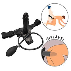 Foto do Produto Cinta Peniana para Ela com Pênis em Silicone Inflável com Bomba Manual 22 x 4,6cm Preto