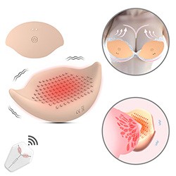 Foto do Produto Estimulador de Mamilo Recarregável em Silicone com 10 Vibrações e Controle sem Fio Bege