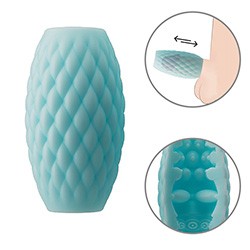 Foto do Produto Masturbador Masculino Vazado em Silicone com Textura em Formato de Bolas Athena Eros Azul