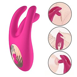 Foto do Produto Vibrador Duplo Recarreg�vel em Silicone 10 Vibra��es e 10 Modos de Dedilhar Vem C� Pink