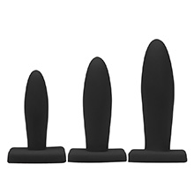 Foto do Produto Kit Plug Anal Básico com 3 Tamanhos 9, 10,5 e 12,5 cm em Pvc Flexível Preto