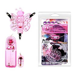 Vibrador Butterfly em Jelly com Alças Ajustáveis e Controle com Fio Rosa