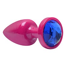 Foto do Produto Plug Anal Joia em ABS Rosa Tamanho P com Pedra Azul