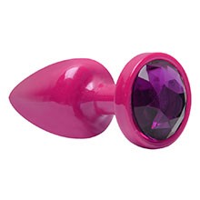 Foto do Produto Plug Anal Joia em ABS Rosa Tamanho P com Pedra Roxa