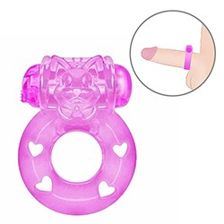 Anel Peniano para Retardar Ejaculação em Silicone com Vibrador Rosa