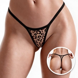 Micro Calcinha String Fio Dental Sensual Sexy Básica em Poliamida sem Regulagem Onça